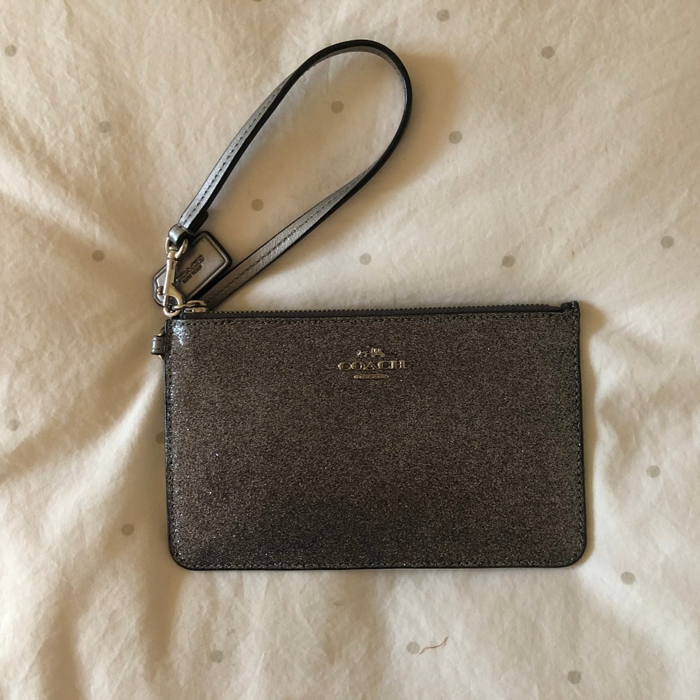 Sparkly Silver Coach Wristlet